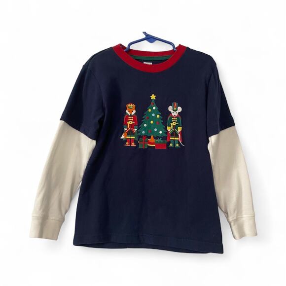 Gymboree Boys Navy Embroidered Graphic Layered Long Sleeve Shirt Christmas SZ 5T - Picture 1 of 6